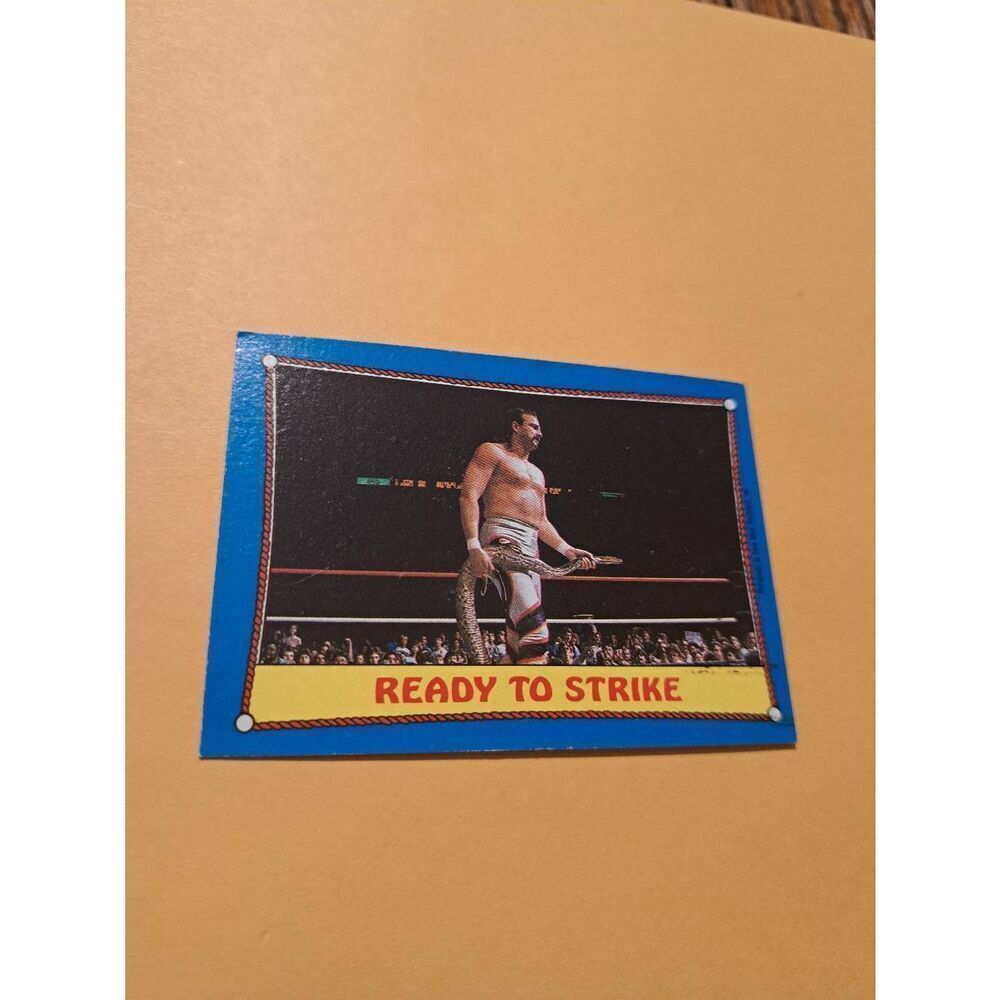 Vintage 1987 WWF Jake The Snake Roberts Ready To Strike Trading Card 24 Topps